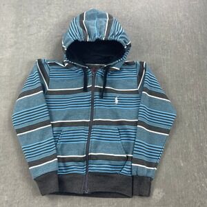 Pacific Polo Club Youth. Small Blue Striped Full Zip Hoodie‎ Fleece Lined